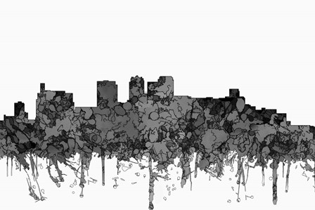 Birmingham Alabama Skyline - Cartoon B&amp;W by Marlene Watson art print