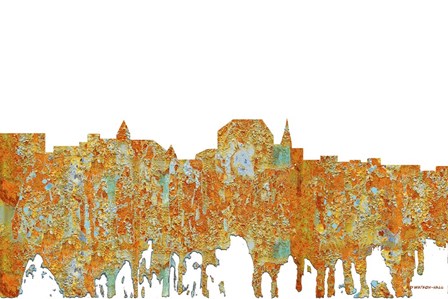 Augusta Maine Skyline - Rust by Marlene Watson art print