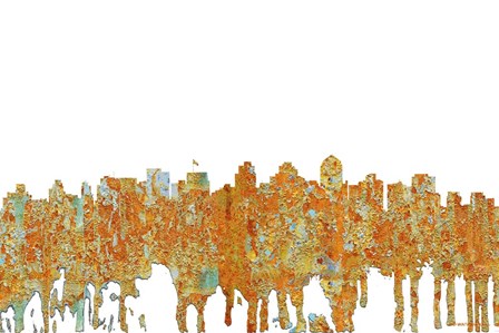 San Diego California Skyline - Rust by Marlene Watson art print