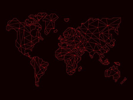 World Map Red by Naxart art print