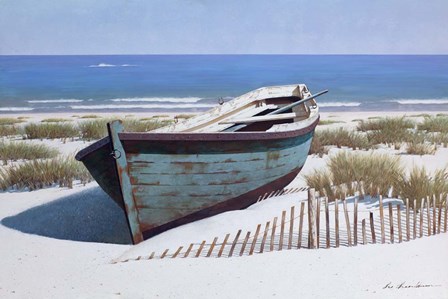 Blue Boat on Beach by Zhen-Huan Lu art print