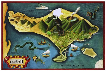 Bali Province Of Indonesia by Vintage Lavoie art print