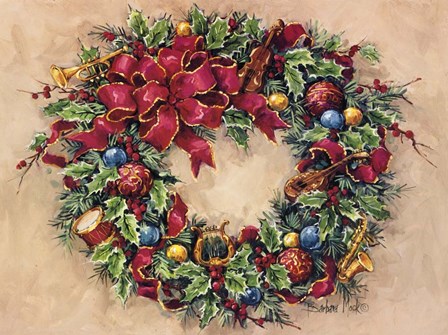Tis The Season Wreath by Barbara Mock art print