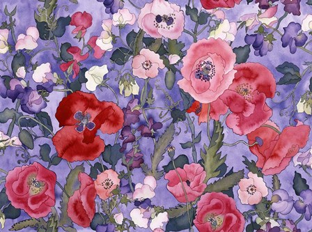 Poppies &amp; Sweet Peas by Carissa Luminess art print