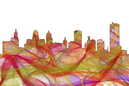 Buffalo New York SkylineSummer Swirl by Marlene Watson art print