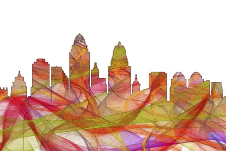 Cincinnati Ohio Skyline - Summer Swirl by Marlene Watson art print