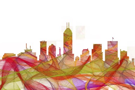 Indiana Indianapolis Skyline - Summer Swirl by Marlene Watson art print