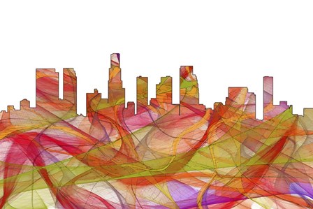 Los Angeles California Skyline--Summer Swirl by Marlene Watson art print