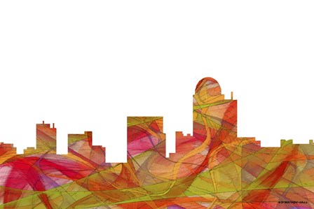 Winston-Salem North Carolina Skyline Summmer Swirl by Marlene Watson art print