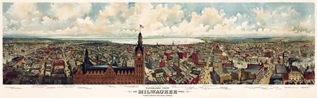 Milwaukee Wisconsin From City Hall Tower 1898 by Vintage Lavoie art print