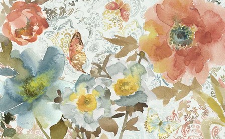 Peonies And Butterfly by Marietta Cohen art print