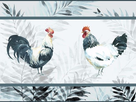 Roosters Mat by Marietta Cohen art print