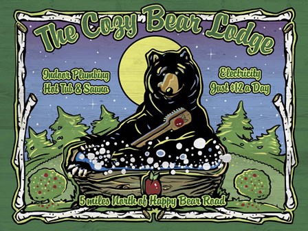 The Cozy Bear Lodge by Old Red Truck art print