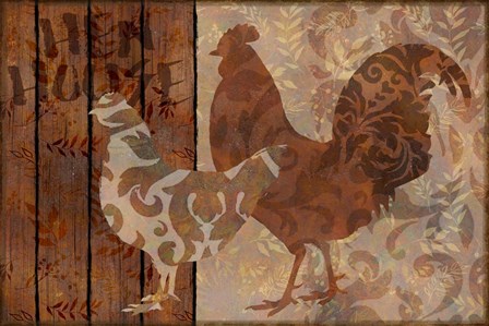 Farm Friends Chicken and Rooster by Cora Niele art print